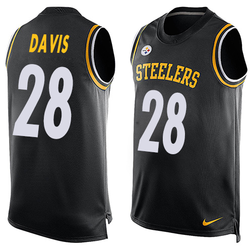 Men's Limited Sean Davis Nike Jersey Black - #28 Player Name & Number Tank Top NFL Pittsburgh Steelers